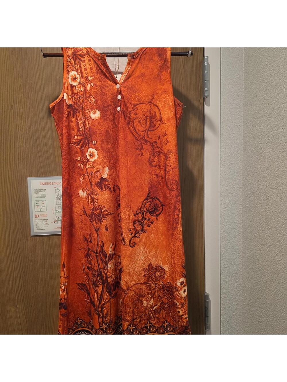 Shallwe Orange Floral Sleeveless Dress Size S